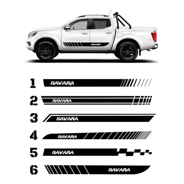 Adhesivo Nissan Navara Franjas Puertas 6 Diseños A Elejir 