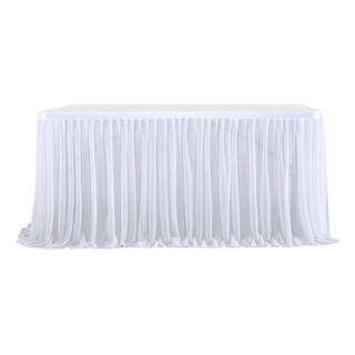 Falda De Mesa Plisada De Chifón Perlado De 4 Pies, Circunfer Falda De Mesa Plisada De Chifón Perlado De 4 Pies, Circunfer