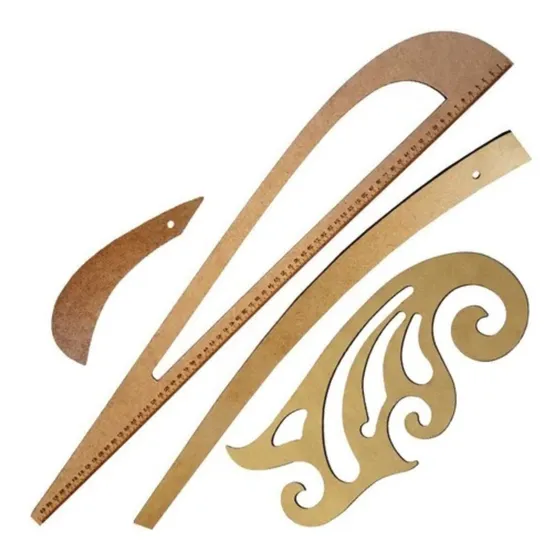 Kit 04 Réguas Corte Costura Curva Francesa Cavas Decotes Mdf
