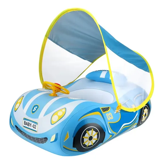 Flotador Plástico Con Techo Carro- Azul +6 Meses