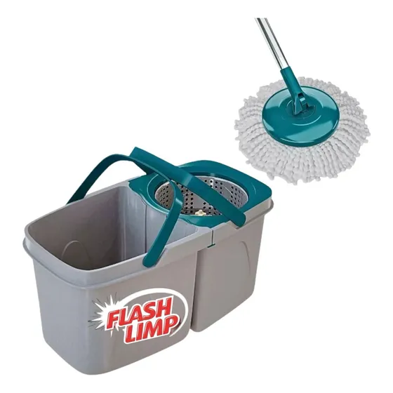 Mop Giratório Multiuso Cesto Inox Duas Águas Flash Limp  