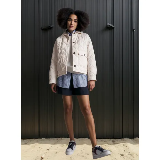 Chaqueta Con Diseño Acolchado A Rombos Mujer Blanco Tommy Hilfiger