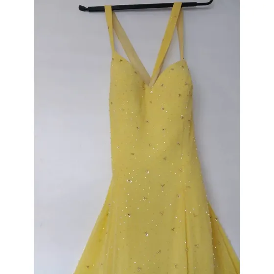 Vestido De Fiesta Amarillo Con Pedreria