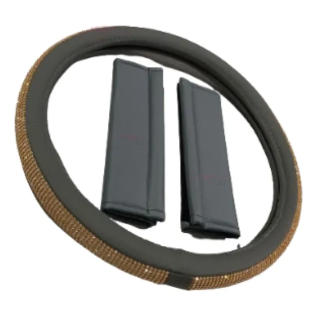 Cubre Volante Gris C/ Brillos Dorados+ Cinturones - Chery Qq