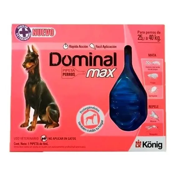 Pipeta Anti Pulgas Y Garrapatas Dominal Max 25 A 40 Kg 