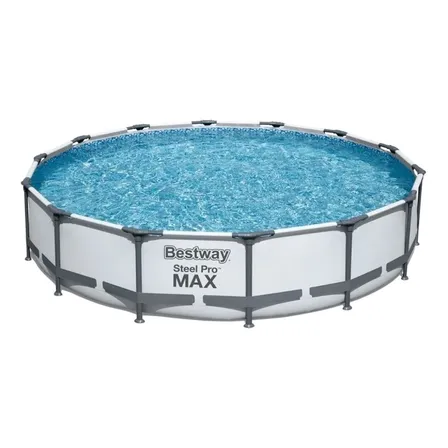 Alberca Estructural Bestway Steel Pro Max 56686 X 4.57 M De Ancho X 4.57 M De Diámetro Gris Piedra Prismática