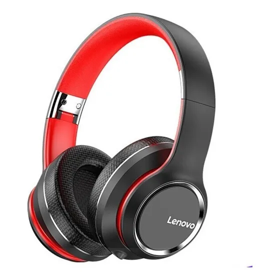 Auriculares inalámbricos Lenovo Hd200 para juegos, color negro y rojo