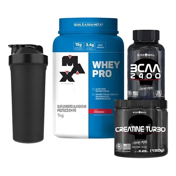 Whey Pro Max Titanium +creatina+bcaa+coqueteleira