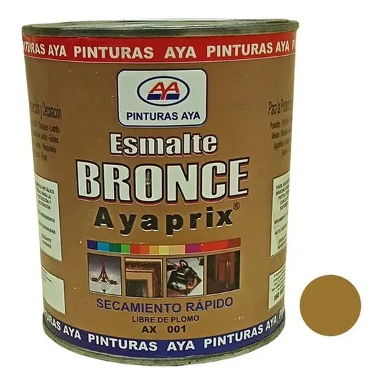 Pintura Esmalte Metalizado Ayaprix Bronce 1/4 Galon Aya