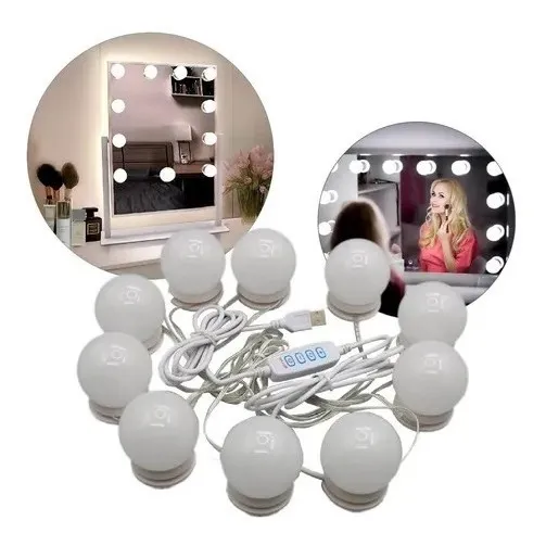 Kit Luminaria De Espelho Camarim 10 Lampadas De Led Com Nf-e