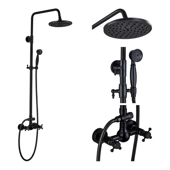 Ducha Barra Negro Lujo Baño Griferia 2 Años Grtia 