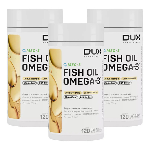 3x Ômega 3 Fish Oil Epa 660 Dha 440 Dux 120 Capsulas Sabor Sem Sabor 3x Ômega 3 Fish Oil Epa 660 Dha 440 Dux 120 Capsulas Sabor Sem Sabor