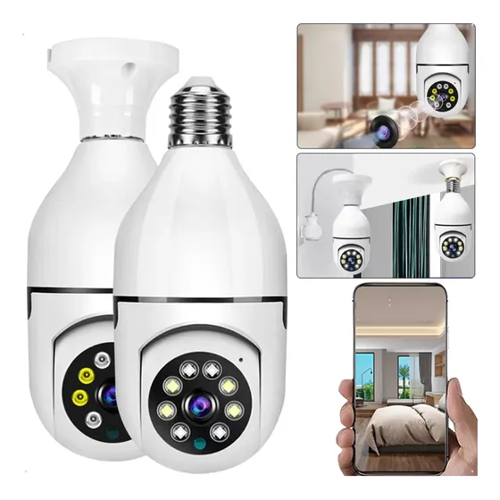 2 Camera Wifi Lampada Segurança Giratoria 360 Full Hd Icsee