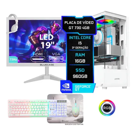 Pc Gamer Completo Branco I5 16gb, Ssd 960gb, Placa Video 4gb 960 Gb 16 Gb Geforce Gt 730