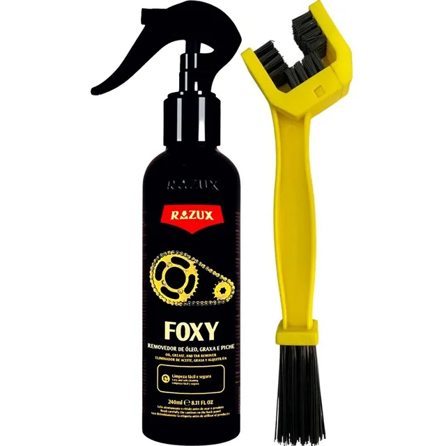 Foxy Remove Óleo Graxa Limpa Corrente Razux 240ml + Escova