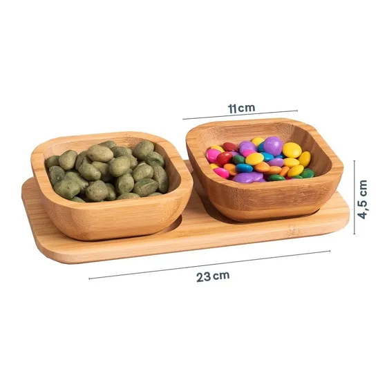 Conjunto 2 Petisqueiras De Bambu Oikos Marrom