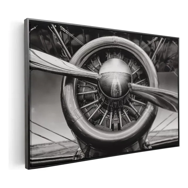 Quadro Decorativo Canvas Moldura Hélices Motor Avião 130x90