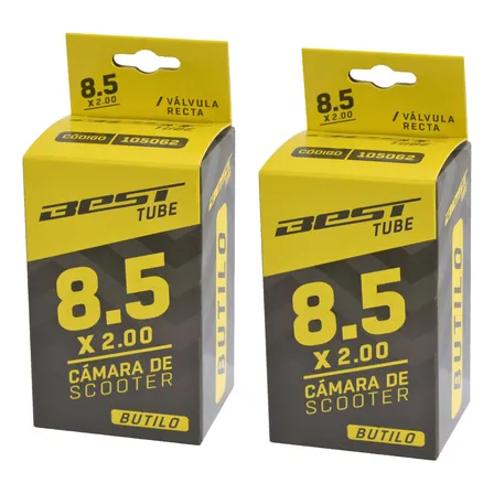 Pack 2 Camaras Scooter Electrico Aro 8.5 X 2.0 Valvula Recta