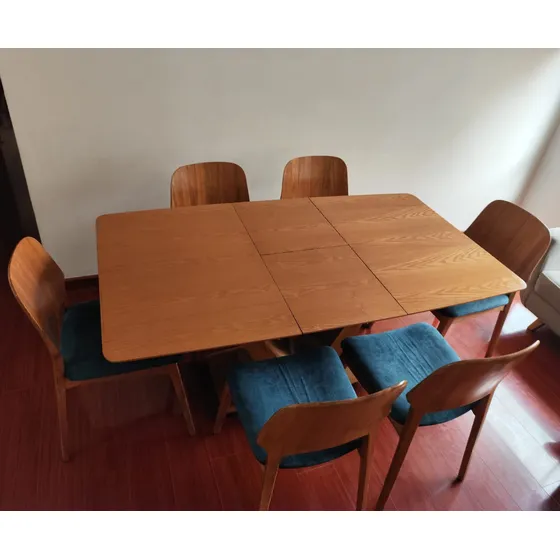 Juego De Comedor Extensible 6 Puestos Madera 120 Cm