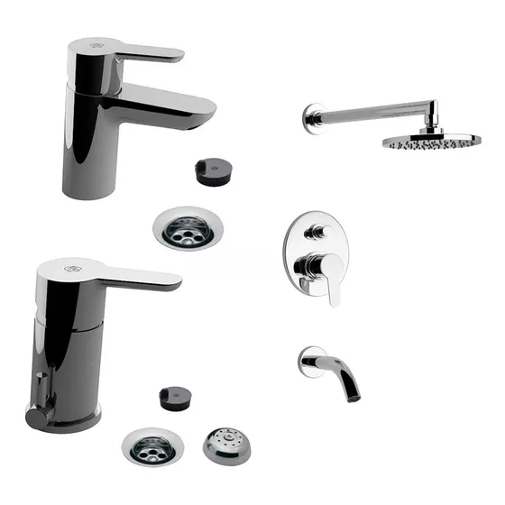 Griferia Fv Puelo Monocomando Lavatorio Bidet Ducha Embutir