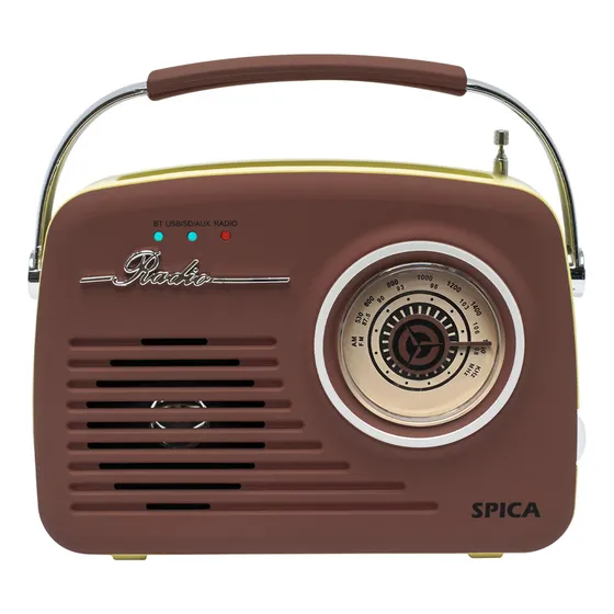Radio Vintage Parlante Bluetooth Spica Sp-120 Portatil Am/fm Color Bordo