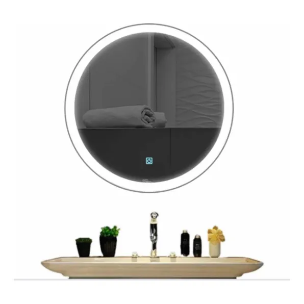 Espejo Redondo 60cm Luz Led One Touch Baño De Lujo