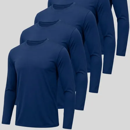 Kit 5 Camiseta Dry Fit Manga Longa Proteção Uv Segunda Pele 5 Azul-marinho G