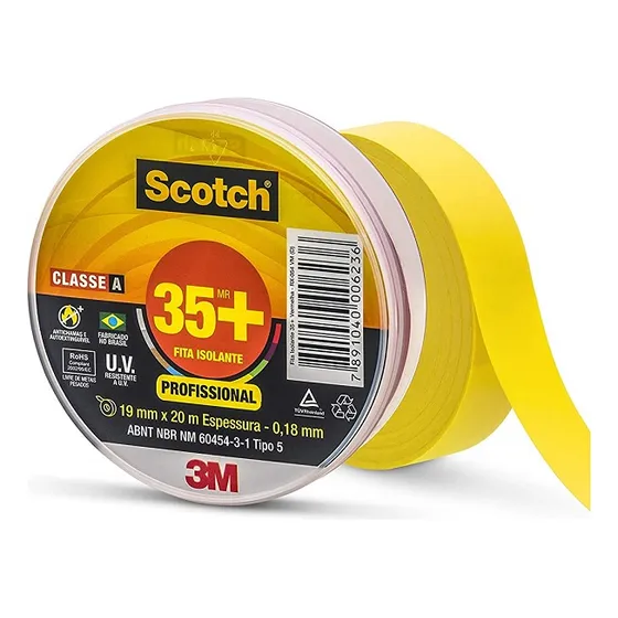 Fita Isolante 3m Scotch 35+ 19mm X 20m Amarela