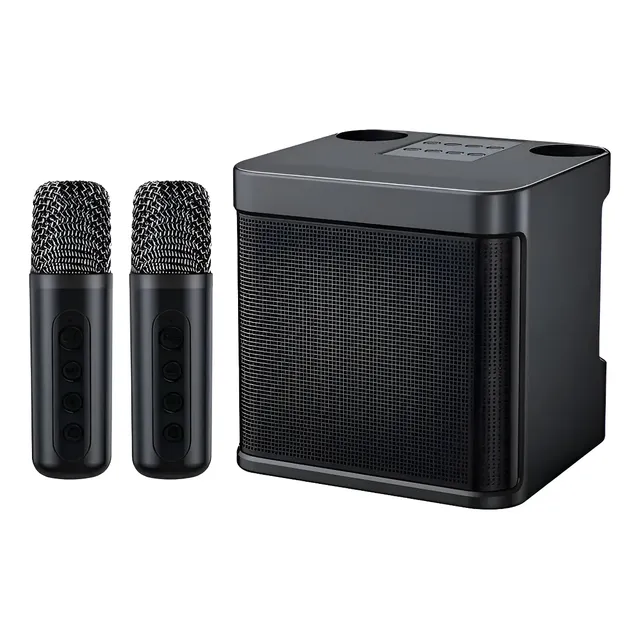Ys-203 Altavoz Bluetooth Portátil Con Micrófonos Para Karaok Negro