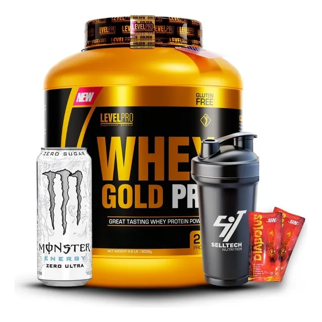 Level Pro Proteína Whey Gold Pro 6.6lb Rich Chocolate+shaker