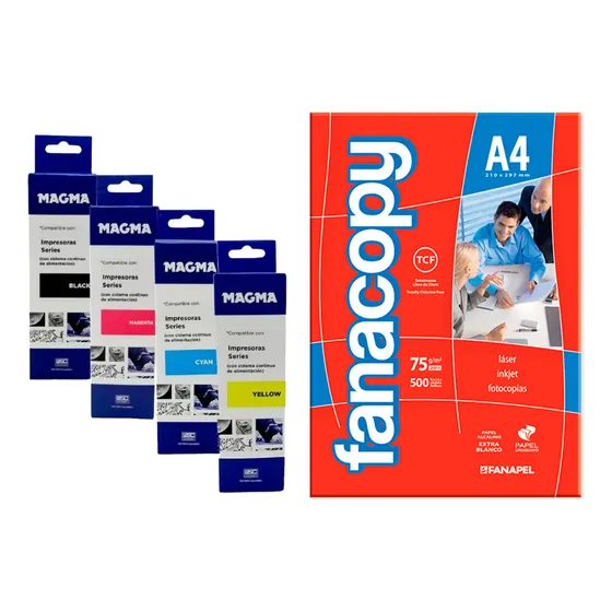 Pack 4 Tinta Compatible Brother Y Papel Resma Fanacopy A4