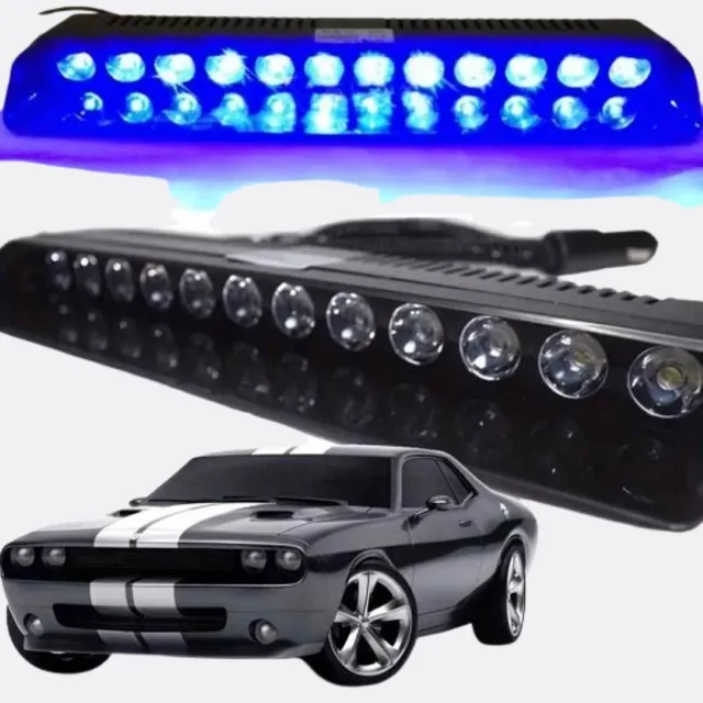 Baliza Azul 12 Led Flash Estroboscopica Vehiculos Seguridad