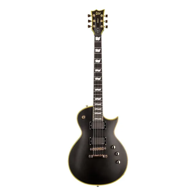 Guitarra eléctrica LTD EC Series EC-1000BLK vintage de caoba negra con diapasón macassar de ébano