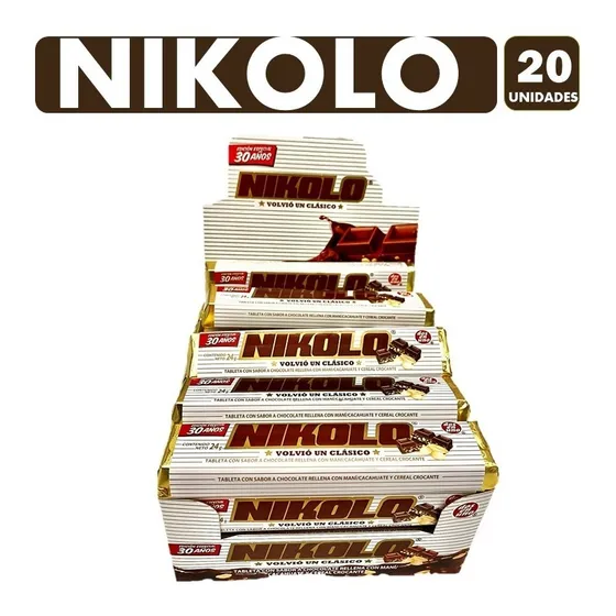 Nikolo - Barras De Chocolate Con Maní De Arcor(caja Con 20u)