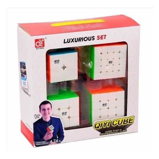 Kit Cubo Mágico Qiyi 2x2+3x3+4x4+5x5 Profissional Cor da estrutura Stickersless