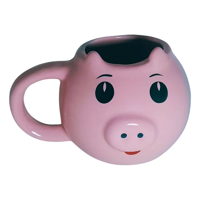 Xícara 3d Porco Rosa Mini 120ml Porcelana Porquinho