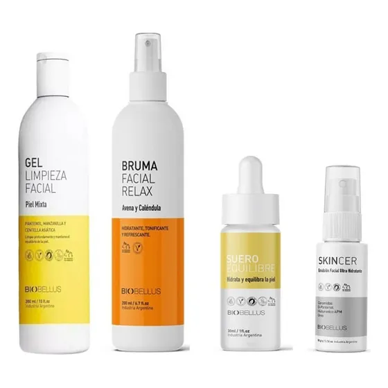 Combo Piel Grasa Biobellus Gel + Bruma + Equilibre + Skincer