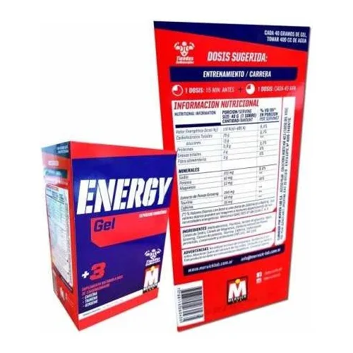 Energy Gel + Cafeína Caja 12 Unidades 40grs Running Mervick