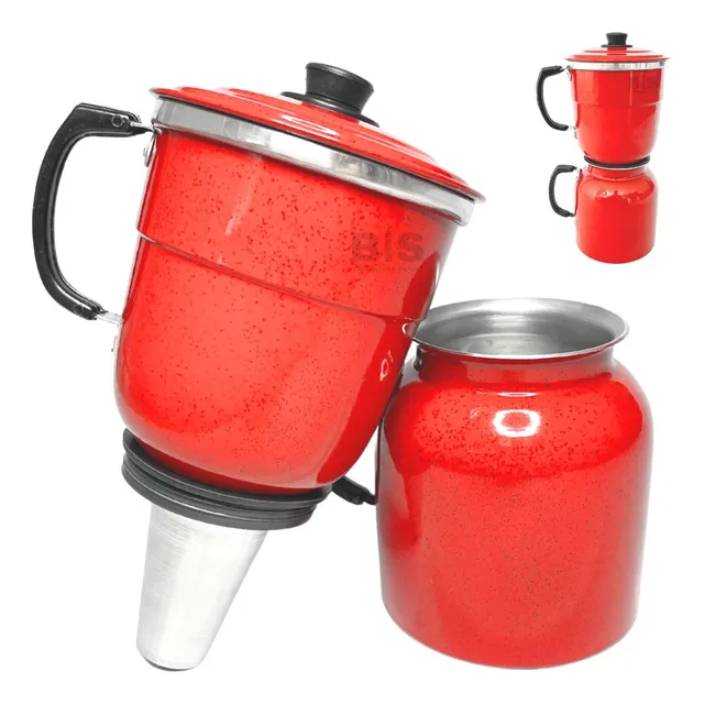 Cafeteira Italiana Vermelha Para Fogão 1,5l Em Aluminio 