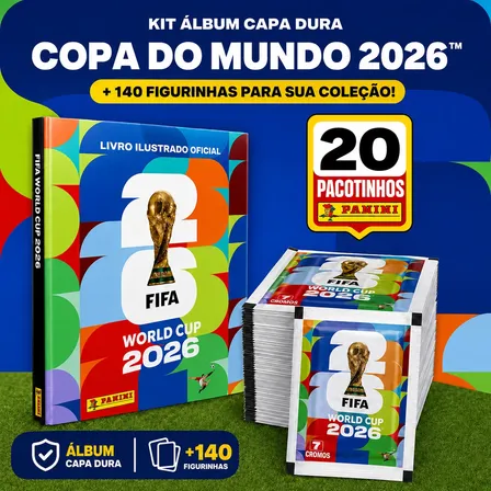 Kit Álbum Capa Dura Copa Do Mundo 2026 + 140 Figurinhas
