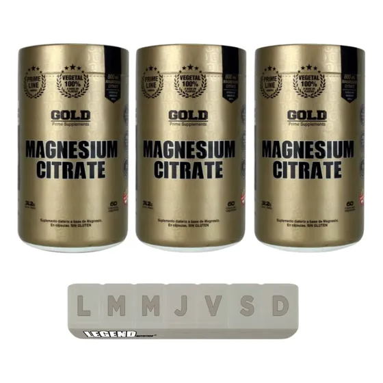 Suplementos En Capsulas Citrato De Magnesio Gold Nutrition X3 Pastillero Legend Nutrition