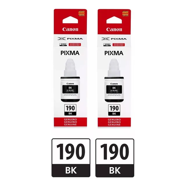 Pack 2 Tintas Canon Original Gi-190 Negra G2110 G3110 G4110 