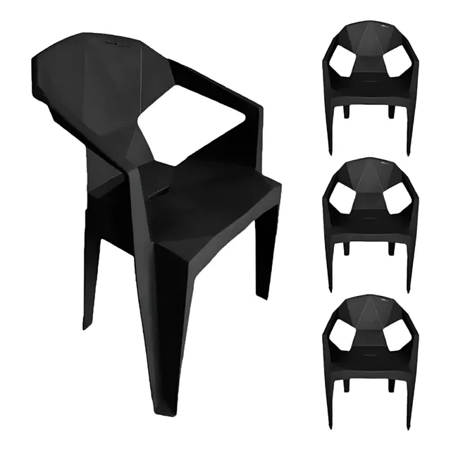 4 Poltronas Cadeiras De Plástico Modelo Diamante 3d Kit
