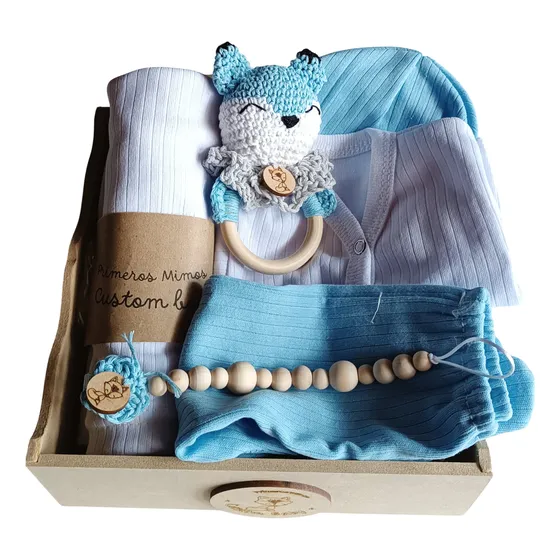 Regalo Ajuar Bebé Recién Nacido 6 Piezas + Caja De Madera