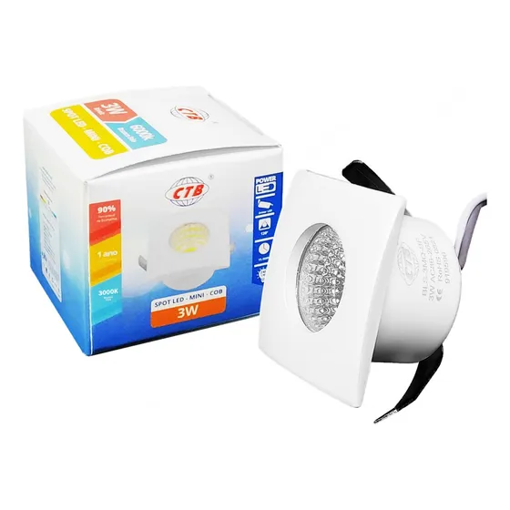 Mini Spot Blds 3w Quadrado Branco Quente