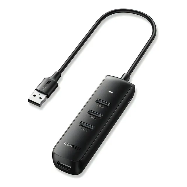 Ugreen 10915 Adaptador Hub Usb 3.0 Con Puerto De Alimentación USB -C Color Negro