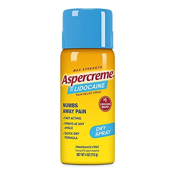 Aspercreme Max Strength Lidocaine Pain Relief Dry Spray 4 Oz