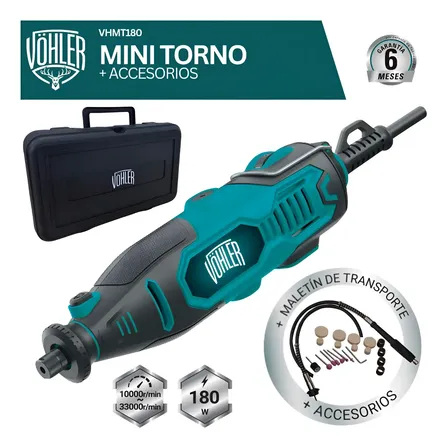 Minitorno Eléctrico C/maletín y Accesorios 180w Vöhler 50/60 Hz 180 W