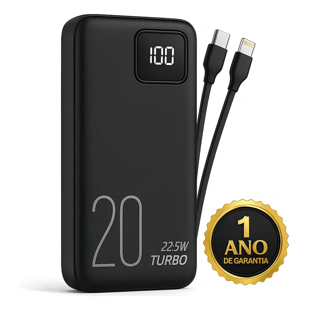 Carregador Portátil Power Bank Turbo 20000mah 22.5w universal para iphone samsung motorola xiaomi...