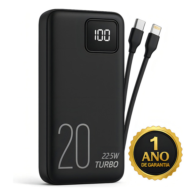 Carregador Portátil Power Bank Turbo 20000mah Universal Para iPhone Samsung Motorlola Xiao...